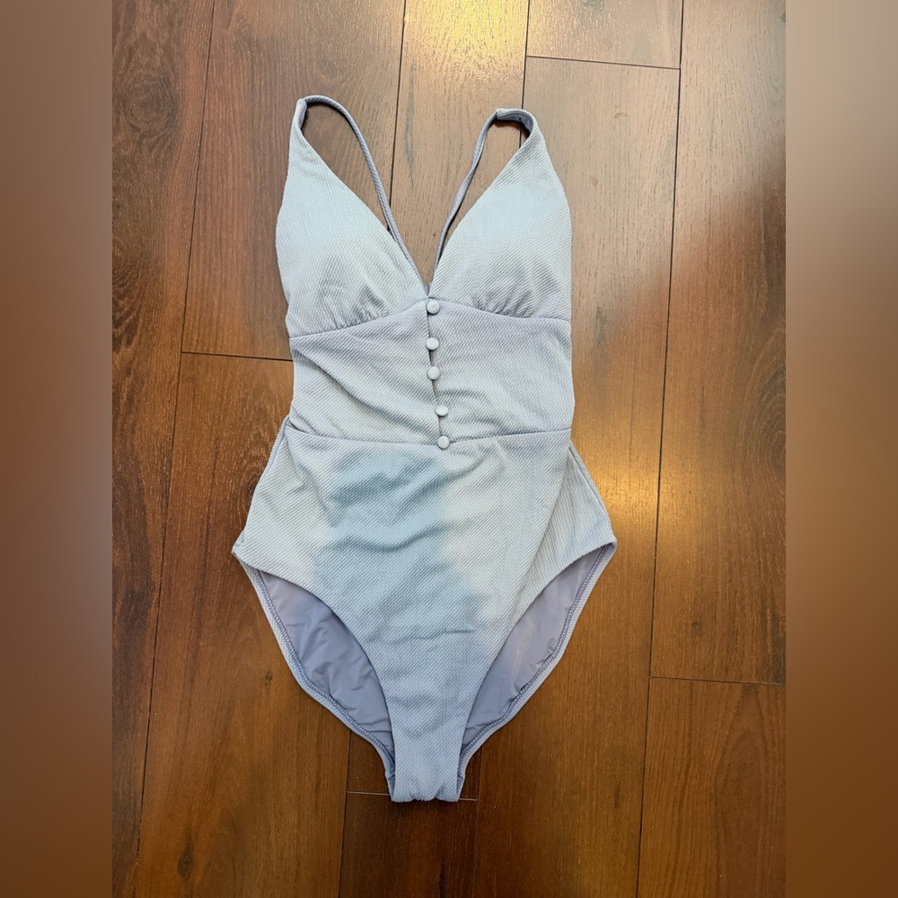 Red Carter blue plunge One Piece Swimsuit medium women bathing suit